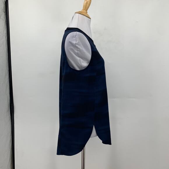 Athleta Tank Top Womens M Medium Navy Black Zephyr Printed Sleeveless Crew Neck - Picture 6 of 13